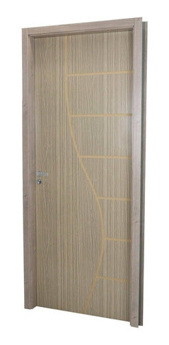 Kit Porta De Madeira Decorada 215x74cm Com Batente De Mdf 1