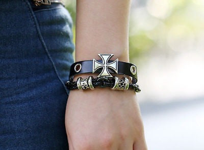 Brazalete De Punk Cruzado Ajustable De Los Hombres Brazalete 1