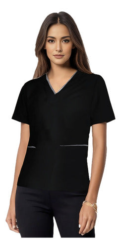 Fitted Medical Jacket with V-Neck and Spandex Trims 0