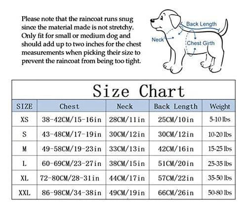 Capa De Chuva Para Cães Com Zíper E Botões Refletivos, Resis 5