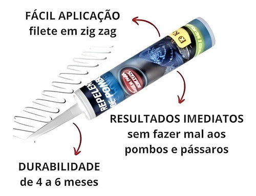 Repelente Em Gel Afasta Espanta Aves Pombos Pássaros 265gr 2