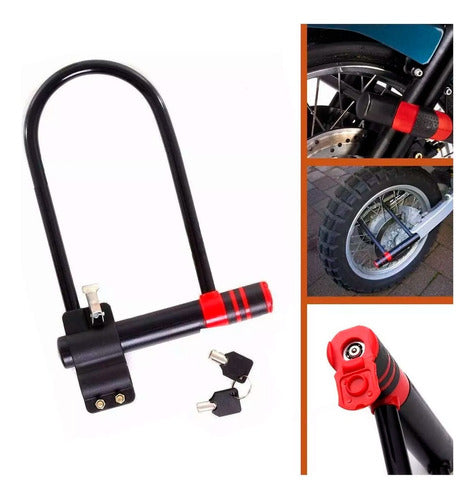 Heavy Duty U-Lock Anti-Theft Steel with 2 Keys for Bicycle Motorcycle 2