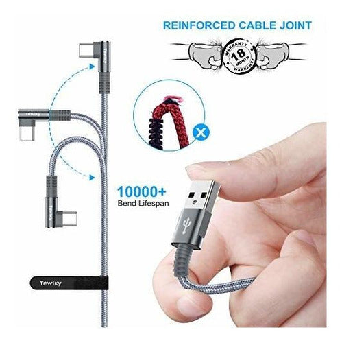 Tewiky Cables USB-C 6 Feet (Pack of 2) Fast Charging 3A 2