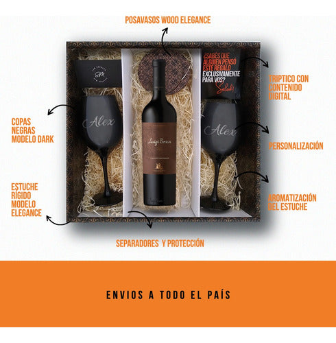 Box Set Vino Luigi Bosca Cabernet Copas Negras 1