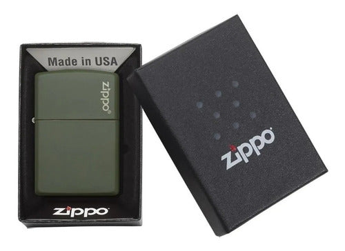 Zippo Classic Green Matte Logo Original Garantia 28055 1