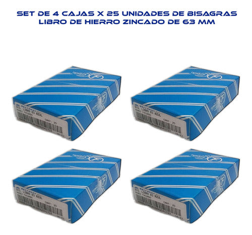 Fumaca Bisagra Libro Hierro Zincado - 63mm - 4 Cajas X 25 U. 1