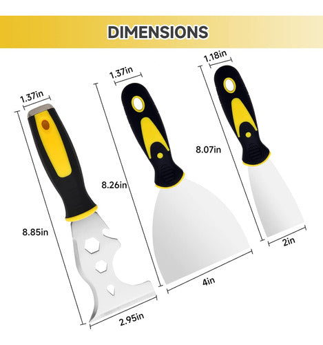 2 Espatulas Para Raspar +1 Multiuso Punta Martillo De Acero 1