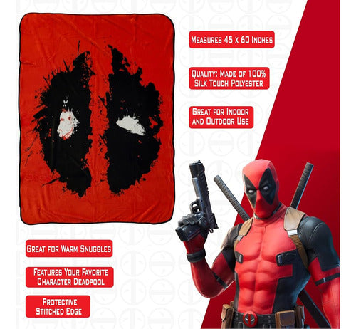 Marvel Deadpool Face Fleece Fleece Manta Más Suave | Medidas 1