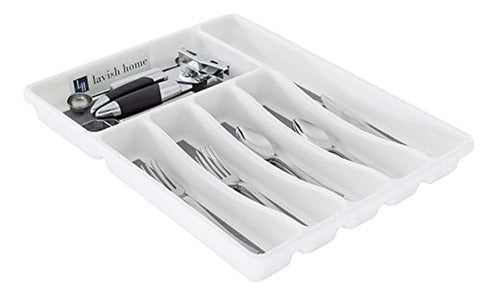 Lavish Home Silverware Drawer Organizer with Six Sections and Non-Slip Tray 0