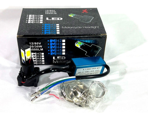 Kit Lampara Led Cree Moto 8000k C/ Adaptadores Potentes L3 5