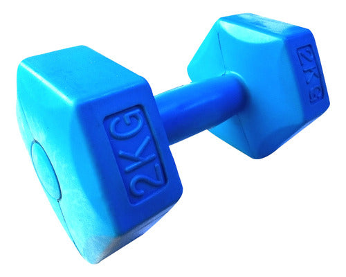 GYM-MAN Hexagonal PVC Filled Dumbbell 2kg X2 Weights 0