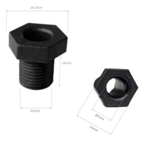 Etech Pack of 5 Chicoleta Niple Plastica M10x1 10mm Black 1