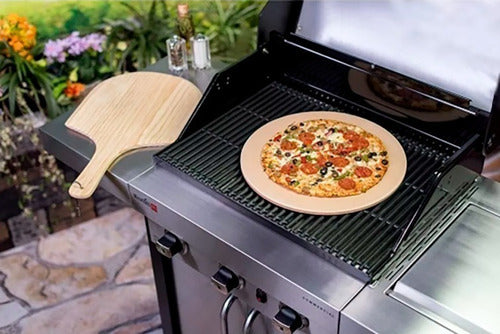 Char-Broil Pizza Stone 38cm with Free Wooden Peel 3