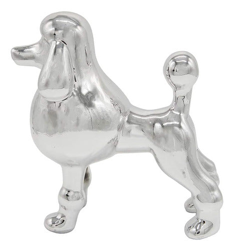 Nayothecorgi Ceramic Dog Statue - Metallic Silver Standing Poodle Dog Statue - Decorative Dog Sculpt 2