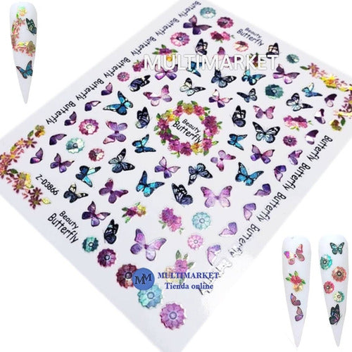 Self-Adhesive Nail Stickers - Butterflies - Nail Art 32