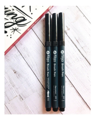 Filgo 4 Brush Pen Marker with Brush Tip in Black 2