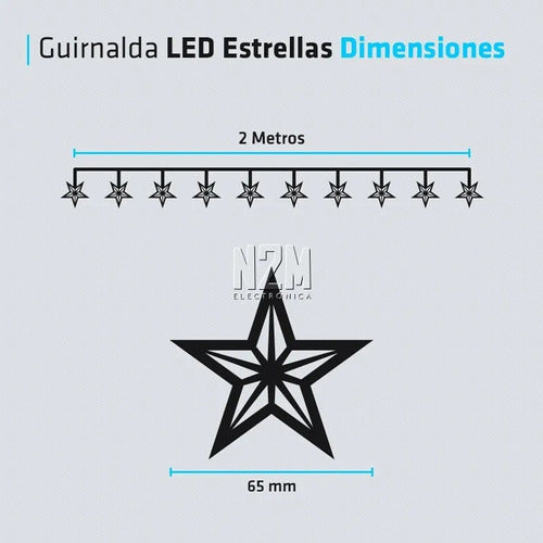 LED Star Garland Lights 10 Metal Stars 2 Meters Battery Operated Christmas 2