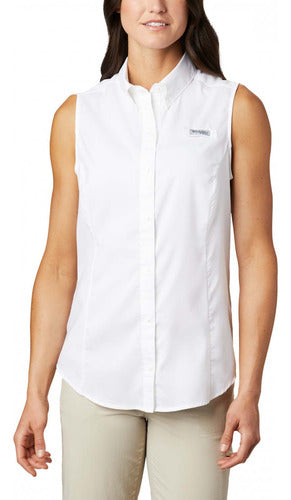 Columbia Tamiami Sleeveless S White Women's Shirt 0