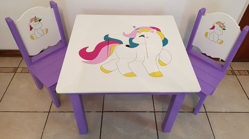 Personalized Wooden Children's Table and Chairs with Character Designs 7