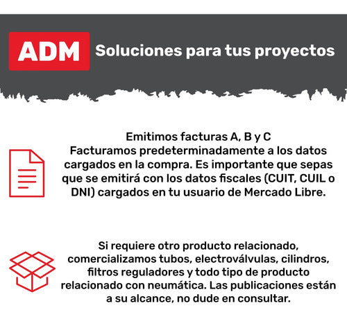 ADM Pneumatic Straight Connector 1/4 - 6mm Male Thread X10 U 5