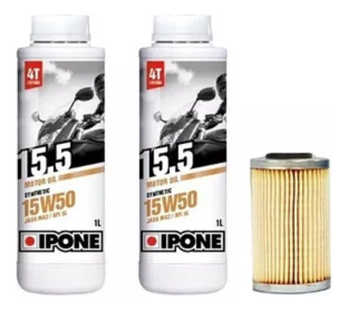 Ipone Kit Filtro Aceite + 15w50 Semi Ns200 As Motos Liber 0