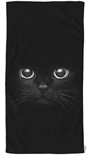 Ofloral Hand Towels Black Cat Cotton Towels, Cool Cat Head On Black 0