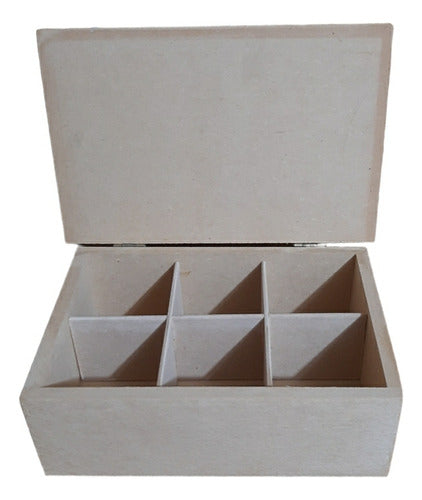 Amarillohome Tea Box with 6 Divisions in MDF Various Sizes 0