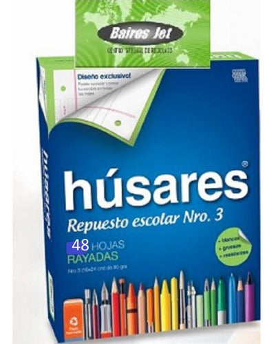 Húsares 20-Pack Nº3 School Refill 6228 Lined Sheets 48 0