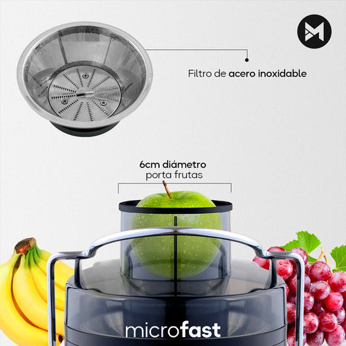 Microfast Electric Juicer 500W 220-240V 2 Speed Stainless Steel + 1.5L Jug 7