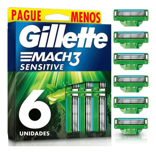 Repuesto Gillette Mach3 Sensitive X 6 Cartuchos 0