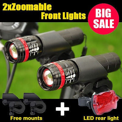 2 X Cree Q5 Led Montaña Bici Bicicleta Ciclismo Zoomable Ant 1