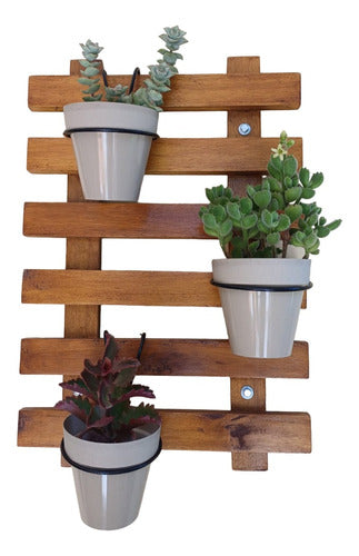 Beija Flor Jardín y Deco Vertical Wooden Garden Panel + 3 Hanging Pots 1