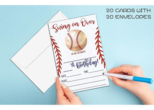 Keydaat Invitación De Cumpleaños De Béisbol - Swing On Over Birthday 1