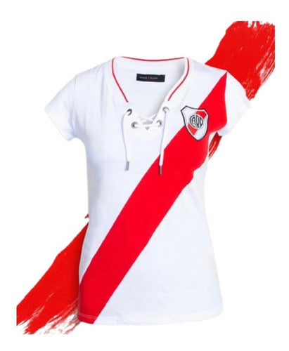 River Plate Women's Vintage Retro Shirt with Laces 0