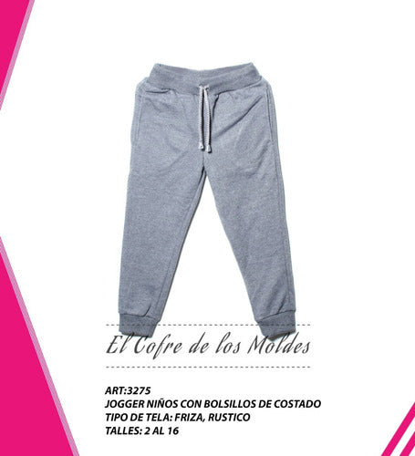 El Cofre de los Moldes Digital Pattern for Kids Joggers, Sizes 2 to 16 0