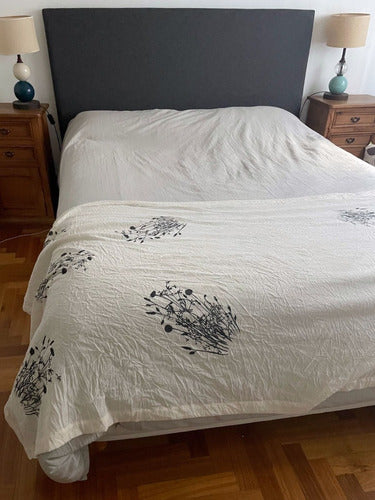 Queen Size Cotton Gauze Throw Bedspread with Málaga Print 8