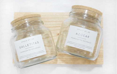Set of 2 Glass Jars with Cork Lid and Choice of Label 3