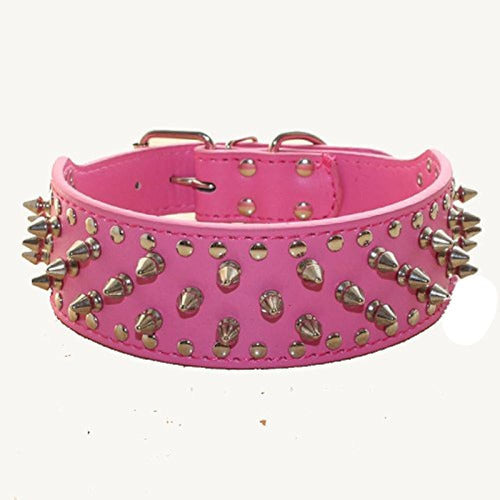 Haoyueer Dog Collar with Studs Punk Spikes with Stainless Steel Buckle 1