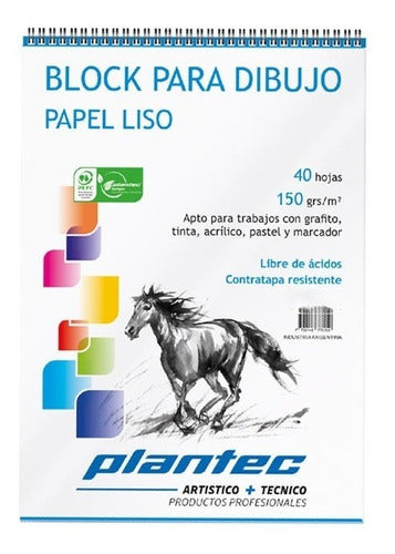 Block De Dibujo Plantec A4 40 Hojas 150g Espiral Profesional 0