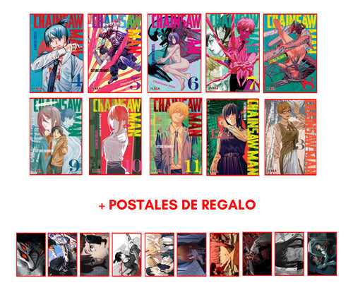 Combo Chainsaw Man 4 A 13 + 10 Postales - Manga - Ivrea 0