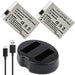 Dual Charger with 2 LP-E5 1800mAh Batteries for Canon T1i 500D 450D XSi 1