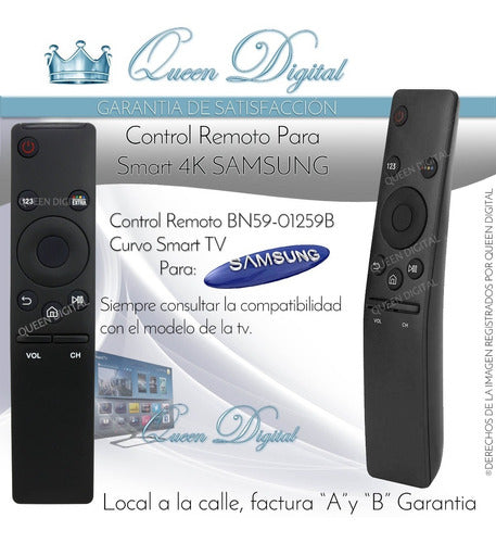 Remote Control for Samsung 4K Curved TV BN59-01259B Series K Ku 1