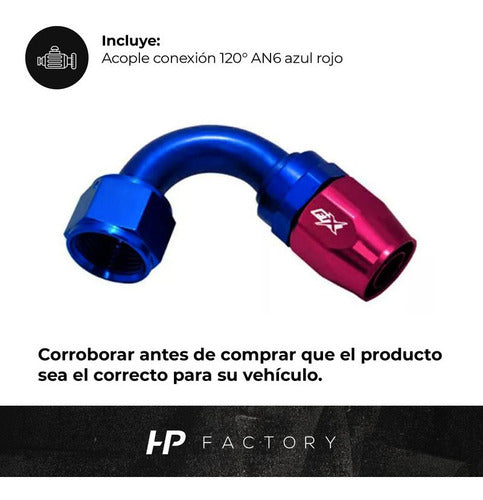 120° AN6 Blue Red Connection Adapter Ftx Fueltech 2