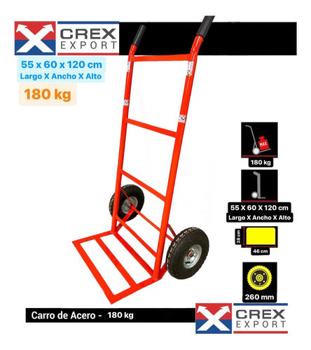 Carro De Carga Carro Zorra 180 Kg Con Ruedas Neumáticas 1