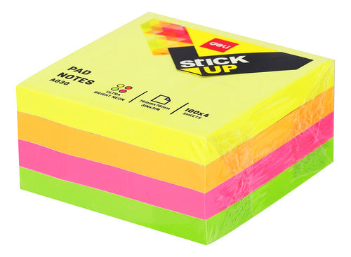 Deli Fluorescent Sticky Notes Pad 400 Sheets 1