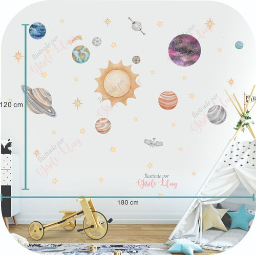 Watercolor Solar System Planet Kids Wall Decal 2