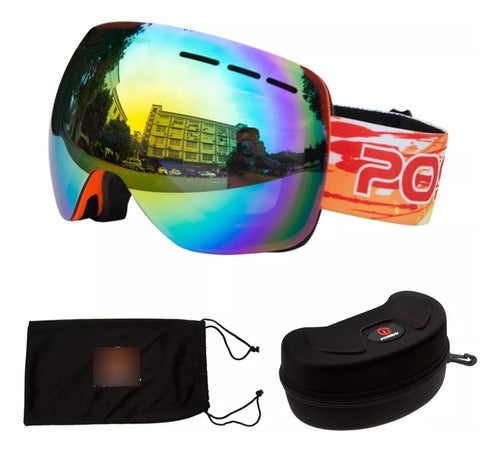 Possbay Ski/Snowboard Goggles with Case - UV Protection, Anti-Fog, Adjustable Strap 1