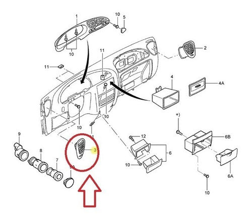 Difusor Ar Esquerdo Painel Instrumentos Fiesta 1999-2006 6