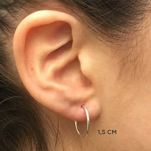 Silver Cuban Hoop Earrings 1.5 cm (No. 3) 1