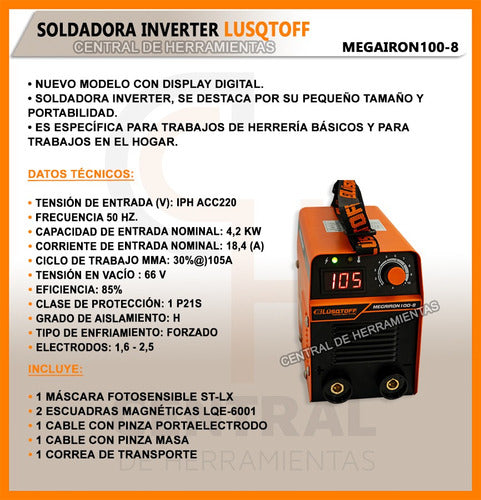 Lusqtoff Mega Iron 100 Inverter Welder + Welding Mask 6